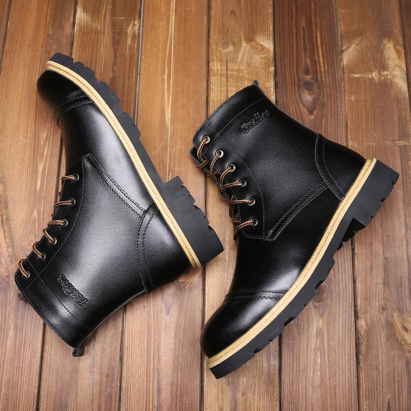 Merkmak/ г.; Стильные Мужские ботинки в британском стиле; высокие теплые кожаные ботинки на шнуровке; мужские Нескользящие мотоботы; большие размеры 46-45; мужские ботинки