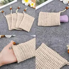 10 шт. хлопок лен отшелушивающая Ванна двухъярусная мыльница из нержавеющей стали держатель сумки Ванная комната мешочки для мыла с бисером сизаль сумки для хранения для ванной