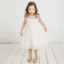 Летнее кружевное Сетчатое Повседневное платье для девочек; платье принцессы без рукавов с цветочным рисунком; фатиновое праздничное платье для свадьбы; одежда для маленьких девочек