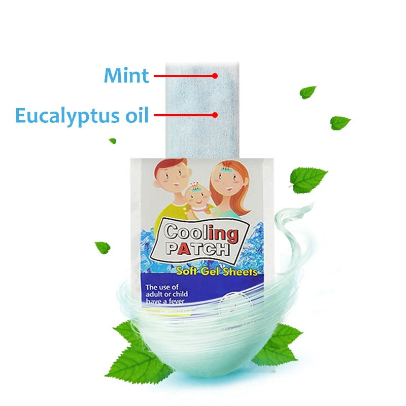 8bags Cooling Patches Baby Fever Down Medical Plaster Migraine Headache Pad Lower Temperature Ice Gel Polymer Hydrogel A168