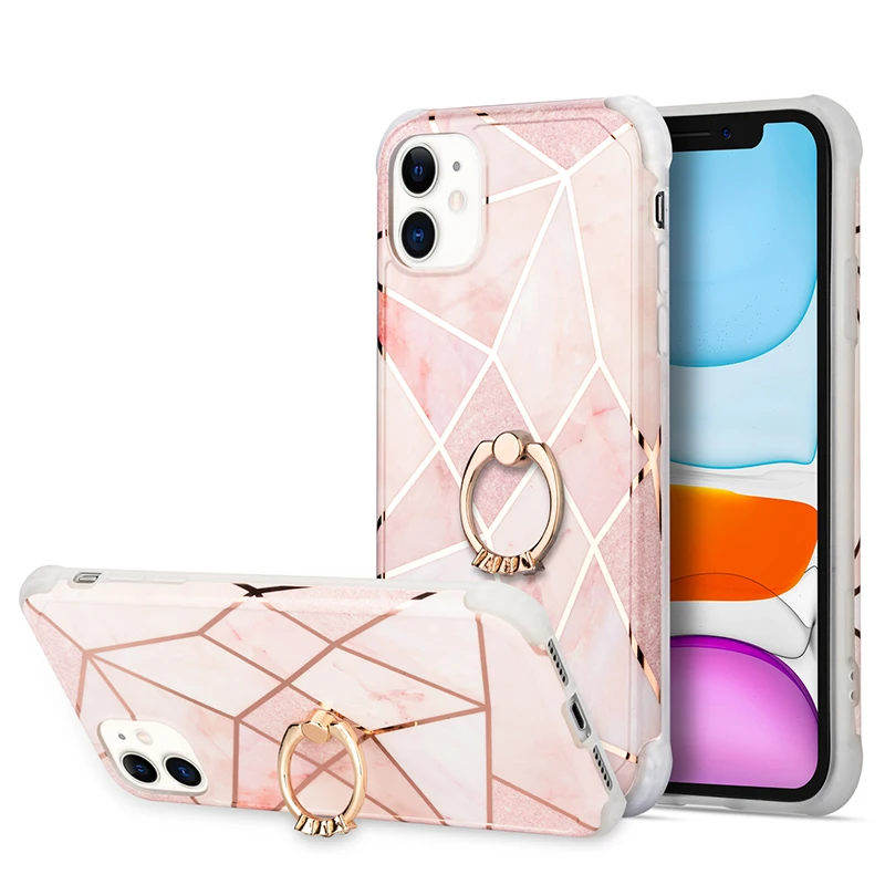 New Design Marble Phone Case With Stand Holder For iphone11 Pro Max 7 8 plus Case Silicon Back Cover