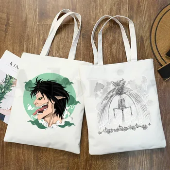 

Attack On Titan Shingeki no Kyojin Anime Manga Graphic Cartoon Print Shopping Bags Girls Fashion Casual Pacakge Hand Bag