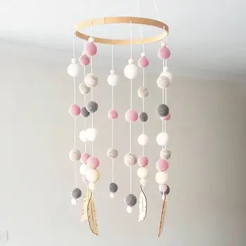 

Ins Nordic Wool Ball Wind Chimes Baby Bed Bell Dream Catcher String Pendant Kids Room Decoration Wall Hanging Ornament Props