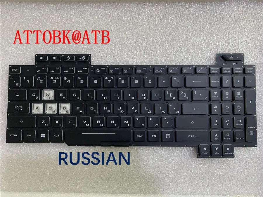 Teclado do Portátil Russo Inglês para Asus Rog Strix Scar ii Gl704 Plus S7cm Gl704g Gl704gm Gl704gw Gl704gv com Luz de Fundo Novo - Imagem 3