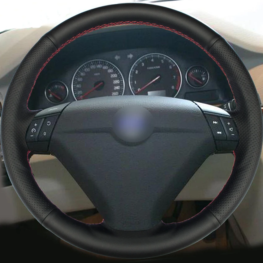 Черный чехол рулевого колеса автомобиля из искусственной кожи для Volvo S80 2004 2005 XC70