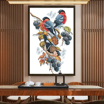 

Cross Stitch Kits Bird Patterns Red Bellied Magpies Embroidery Needlework Set Stamped Cross Stitch Printed Counted Cross Stitch