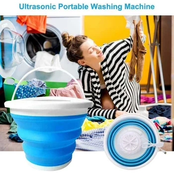 

Bucket Clothes Folding Compact Ultrasonic Turbines Dorms Mini Washing Machine Apartments USB Connection Laundry Cleaner Camping