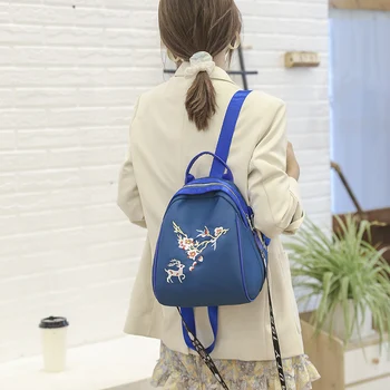 

Fashion backpacks embroidery Mini wide shoulder strap women's multifunctional Backpack bags for women 2020 backpack women