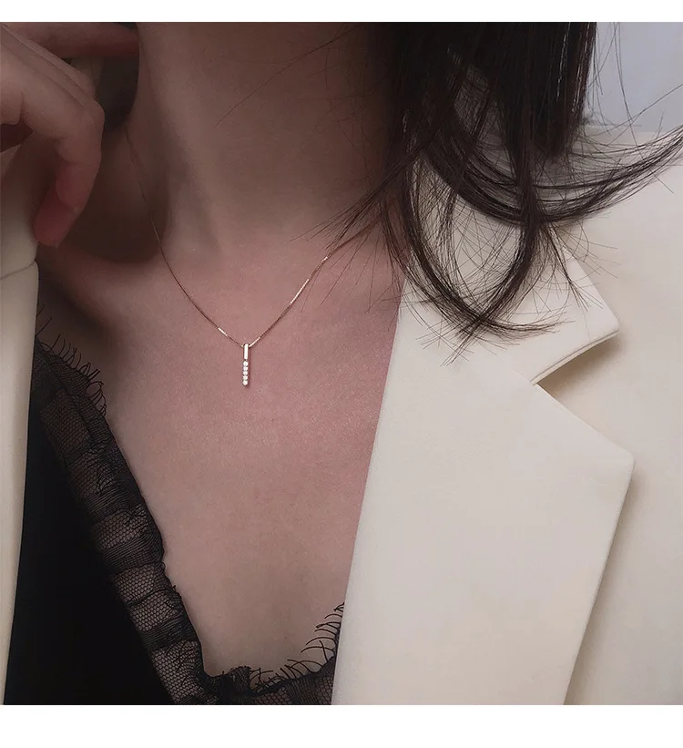XIYANIKE 925 пробы Серебряное модное простое длинное геометрическое ожерелье с подвеской в полоску для женщин очаровательное свадебное ювелирное изделие регулируемое