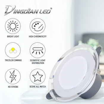 

2PCS 3 Color LED Downlight AC90-260V 7W Die-casting Aluminum High Brightness Kitchen Livingroom Bedroom Indoor Decor