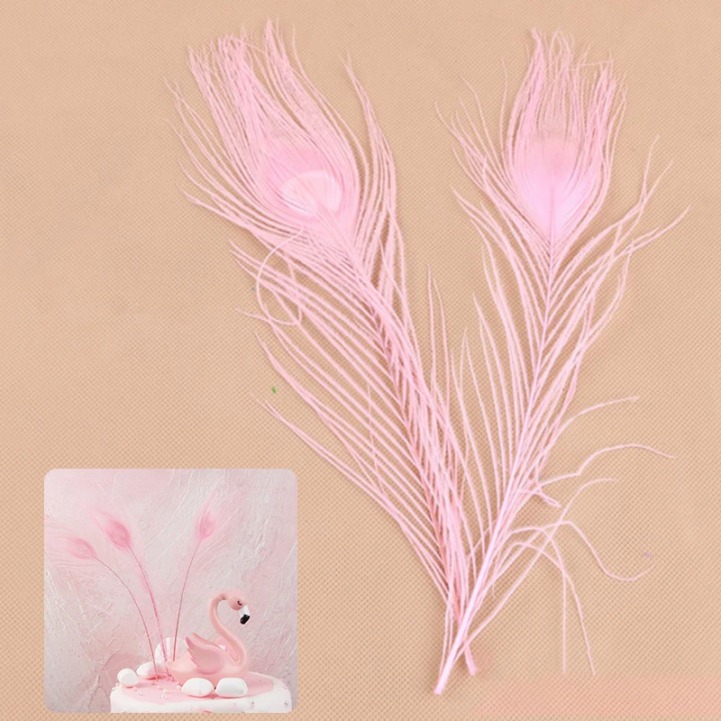 

Props Peacock Feather Cake Decoration Plug 1PCS Single Clothesfeather Beautyfeather Party Pink Flamingos Beautiful