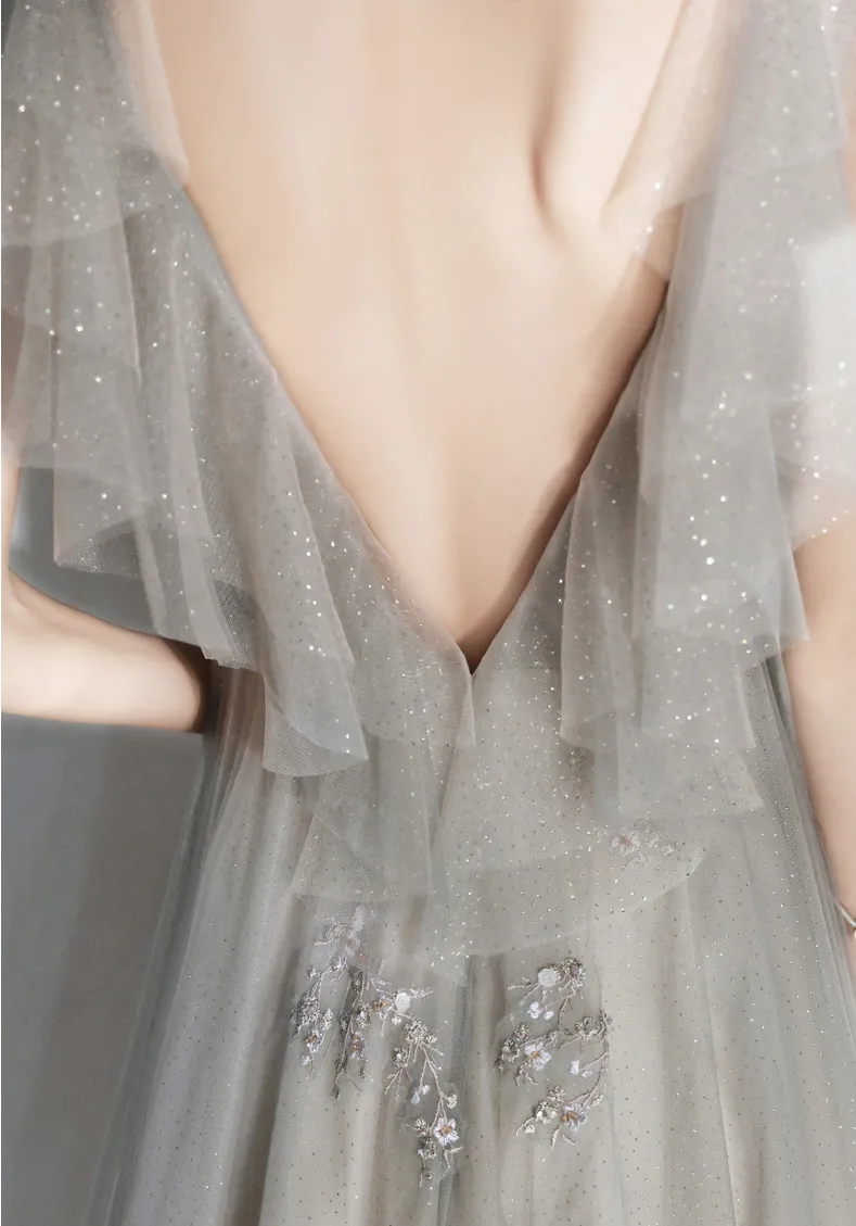 Robe De Soiree Тюлевое вечернее платье с пайетками длинное вечернее платье Abiye Gece Elbisesi торжественное платье
