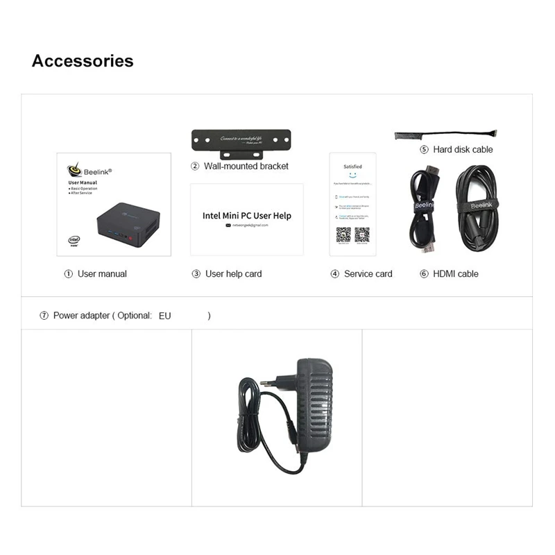 Beelink U55 мини-ПК процессор Intel Core I3-5005U(Intel Hd graphics 5500), Ddr3L 8 Гб Ram/256 ГБ Ssd/Diy Hdd 1000 Мбит/с Lan 2,4/