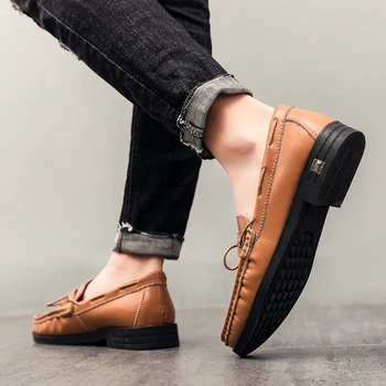 

Classic Comfortable Men Casual Shoes Slip On Loafers Men Shoes Split Leather Shoes Men Flats Hot Sale Moccasins Shoes Plus Size