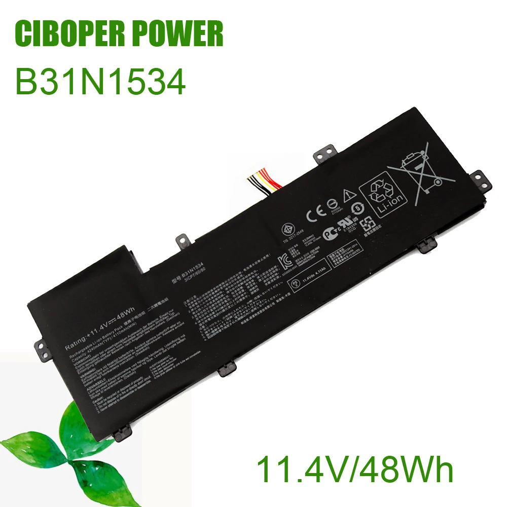 

CP New Genuine Laptop Battery B31N1534 11.4V 48Wh For Zenbook UX510 UX510UW UX510UX Series 3ICP7/60/80 0B200-02030000