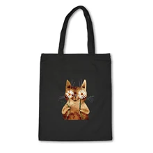 Креативная Женская парусиновая сумка для покупок с изображением кошки, женская сумка на плечо, Женская эко-сумка, многоразовая сумка для покупок