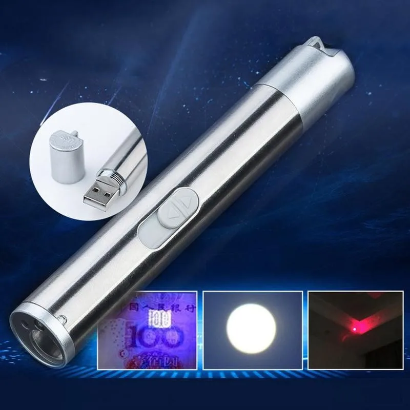 

USB Rechargeable LED Flashlight Powerful Mini LED Torch Waterproof Design Metal Hanging Light Penlight With Clip Outdoor N3Y5