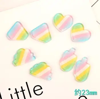 

Flatback Kawaii Rainbow Heart Cloud Acrylic Planar Colorful Ice Cream Flat back Cabochon for Hair Bow Center Scrapbooking DIY