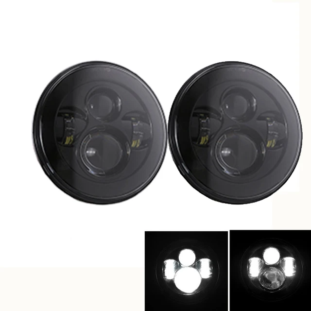 BLACK 2X" дюймовый круглый светодиодный галогеновая фара Hi/Lo DRL луч для Jeep Wrangler JK LJ TJ CJ Lada 4x4 urban Niva Land Rover Defender - Цвет: BLACK