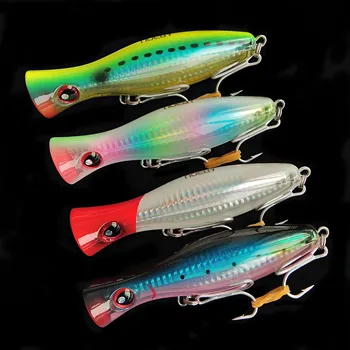 

NOEBY 4pcs New Style Big Popper 120mm/43g Fishing Lures Top Water Tuna Hard Bait With Treble Hooks Strong Temptation
