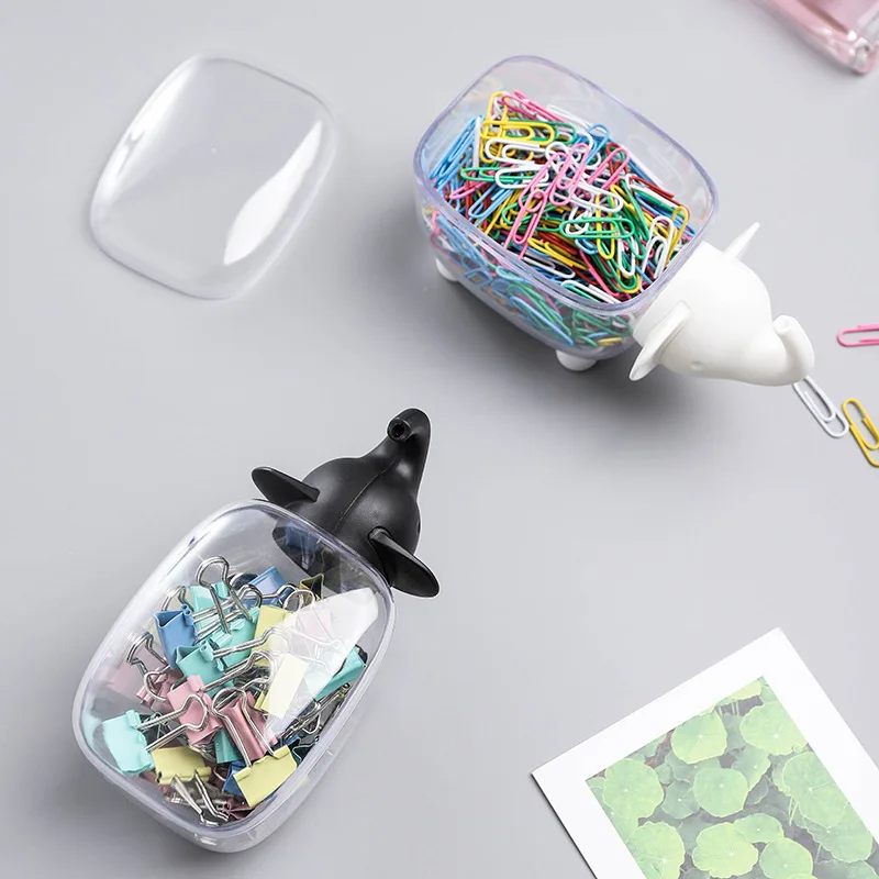 

Creative multifunctional transparent office storage box paper clip folder storage box office desktop cartoon storage box