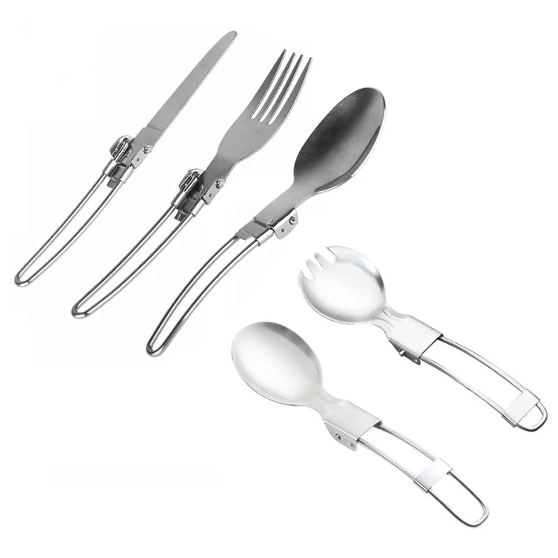 Portable Outdoor Travel Camping Picnic Stainless Utensil Set Foldable Knife/ Fork/ Spoon Cutlery Tableware | Спорт и развлечения