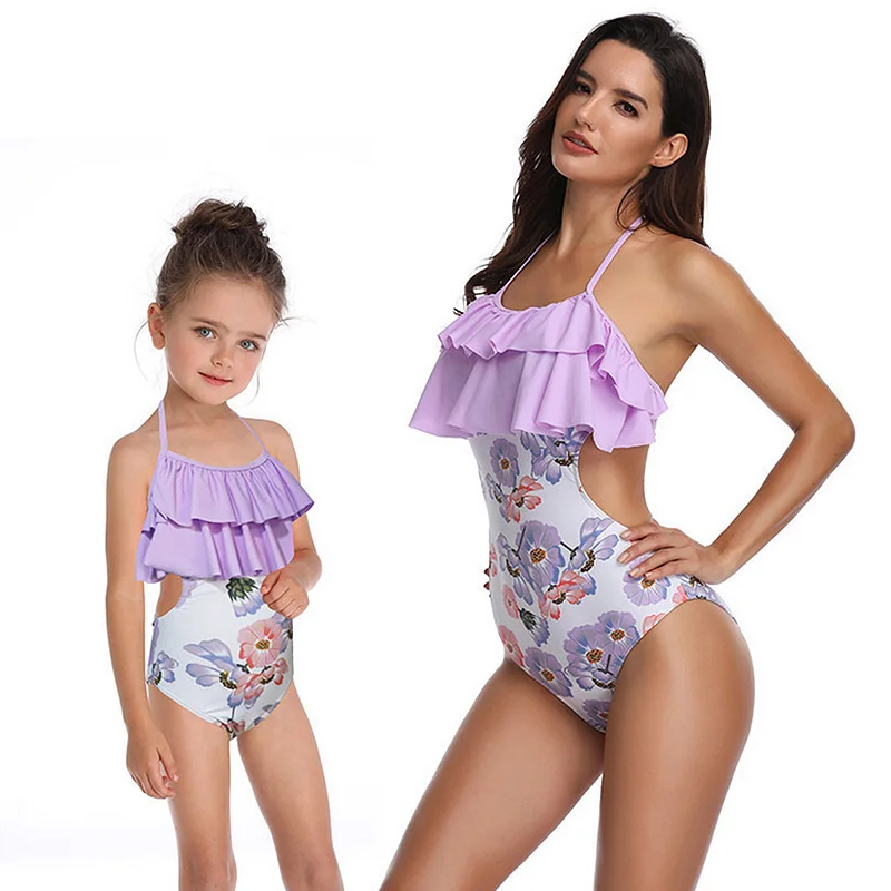 

NEW Mother & Daughter Swimsuit Ruffle Mom Daughter Swimwear Family Look Mommy And Me Bikini Family Matching Clothes J75