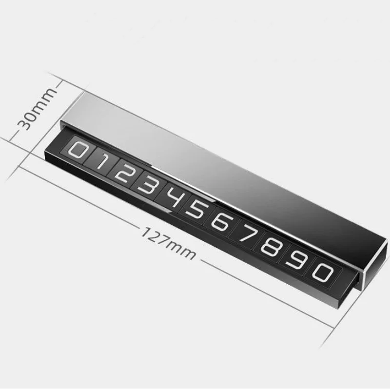 Car Temporary Parking Card Aluminum Alloy Luminous Magnetic Hide Mobile Phone Telephone Number Plate Card Auto Sticker Interior