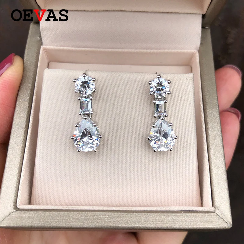 Женские серьги капельки OEVAS элегантные гвоздики с фианитом класса ААА свадебные
