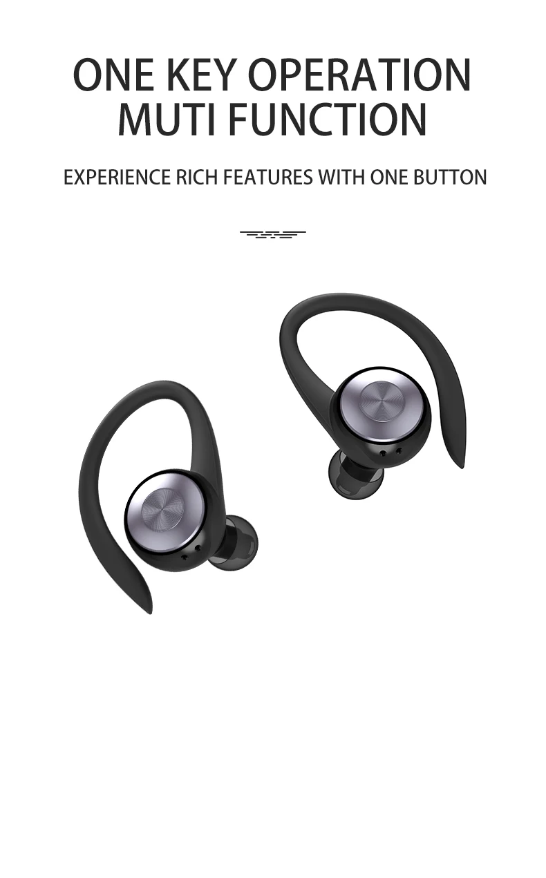 CALETOP TWS Bluetooth 5.0 Earphone Sports Wireless Earphones Ear Hook Noise Reduction Headphones Stereo Sound Headset with MIC
