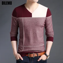 Новинка, модные брендовые мужские свитера, пуловеры с v-образным вырезом, облегающие вязаные Джемперы, зимние шерстяные, корейский стиль, повседневная мужская одежда