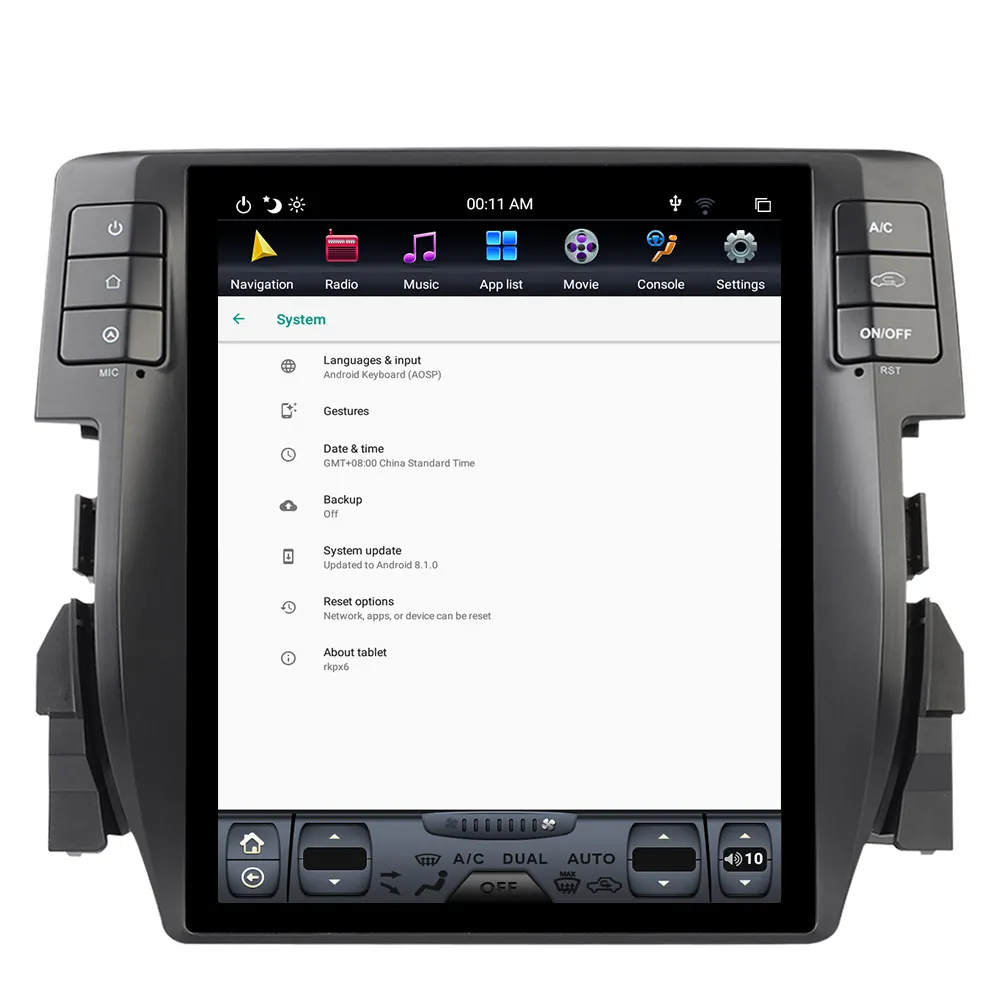 4G 64G PX6 Android 9.0 Car Radio Tesla Vertical Screen for Honda Civic- Audio Player In-dash Carplay GPS Navigation