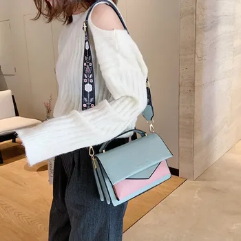 

2020 New Fashion Boutique Female Bag Shoulder Bag Wide Shoulder Strap Crossbody Stitching Bag