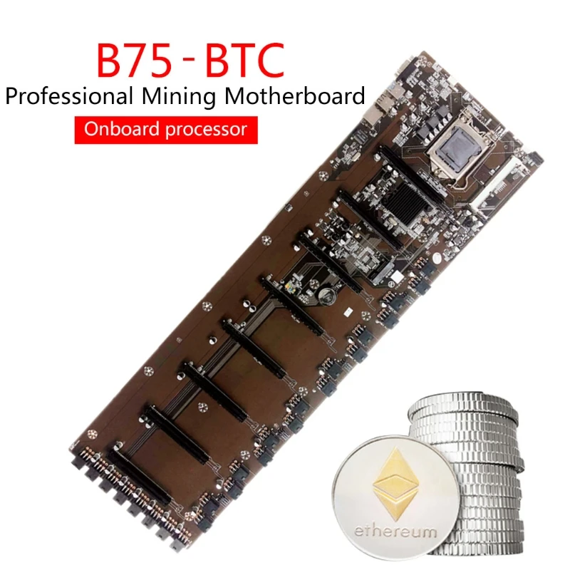 

8PCI-E профессиональная материнская плата для майнинга BTC PRO TB85 B75 LGA 1155 DDR3 16G SATA3 USB3.0