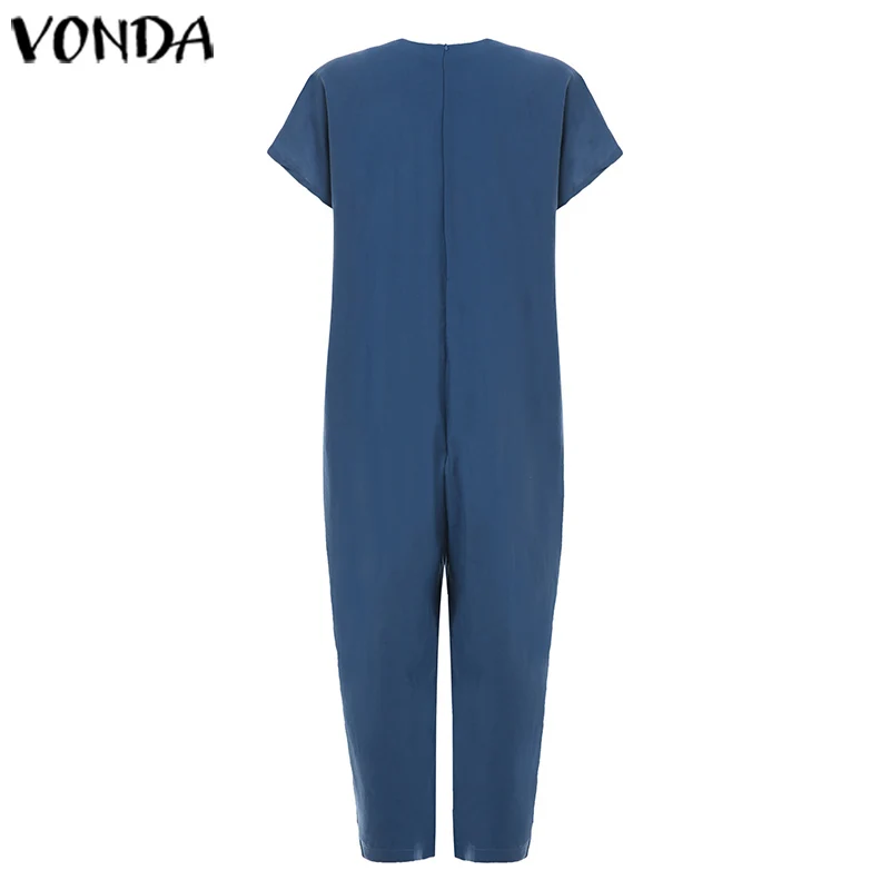 VONDA Одежда для новорожденных Для женщин короткий рукав V образным вырезом Повседневное Детский костюм, комбинезон, пляжный костюм женский комбинезон, женские штаны, 5XL