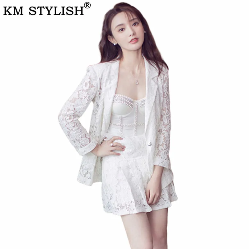 white lace suits