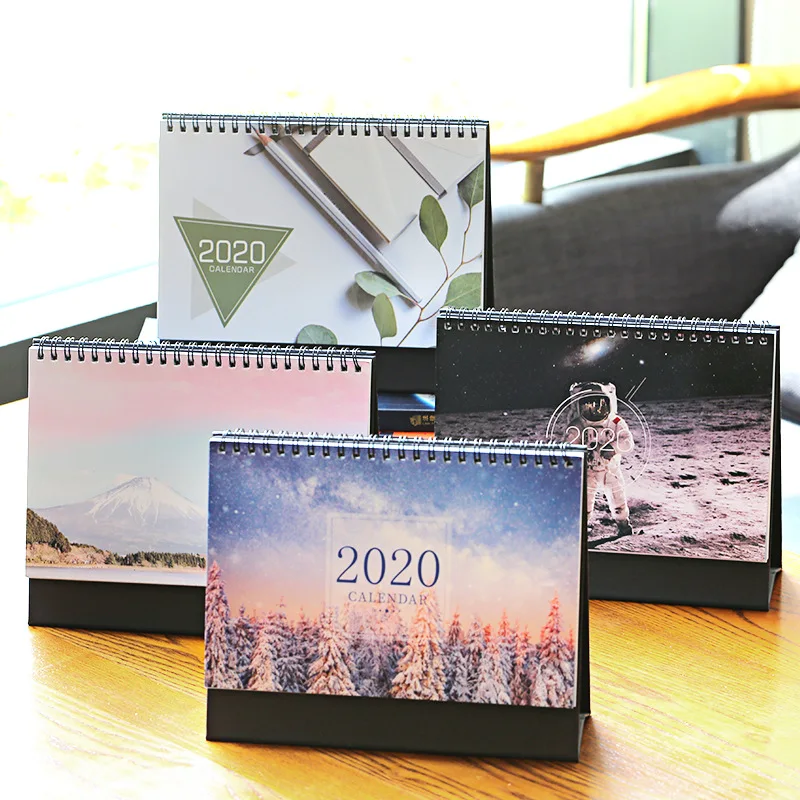 

1pcs 2020 Cute Flower Planet Cactus Desk Coil Calendar Cartoon Medium Table Calendars DIY Daily Scheduler Timetable Stationery
