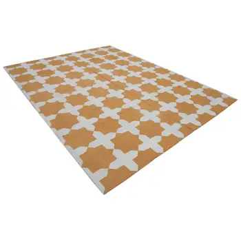 

240x302 Cm White Handmade Dhurrie Rug-8x10 Ft