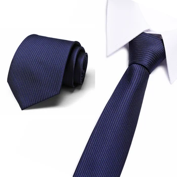 

New Blue and Red stripe Ties For Men Classic Polyester Woven Plaid Party Necktie luxury 100% Silk Wedding Business Male