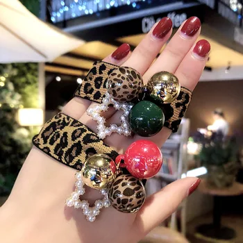 

2PCS/set Women Girl Leopard Star Ball Elastic Hair Bands Tie Scrunchie Ponytail Holder Rubber Bands Fashion Hair Accessories