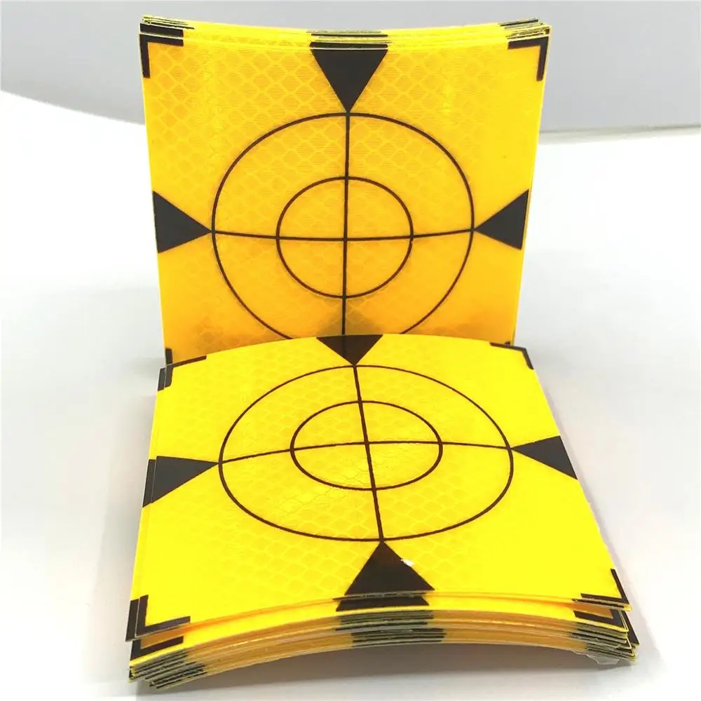 100pcs 20pcs 노란색 반사판 시트 크기 100mm * 100mm 반사 테이프 대상 10cm 조사 토탈 스테이션 10*10cm