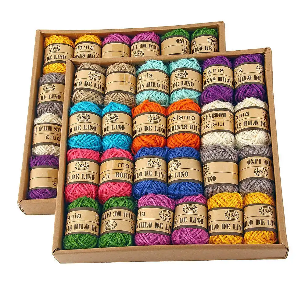24 rolls per box Цветная пеньковая веревка DIY 10 метров/рулон пенькового шнура Шпагат Веревка струна Подарочная коробка шнур Свадебные бирки Украшения Обертывание 24 рулона/коробка - Цвет: 24 rolls per box