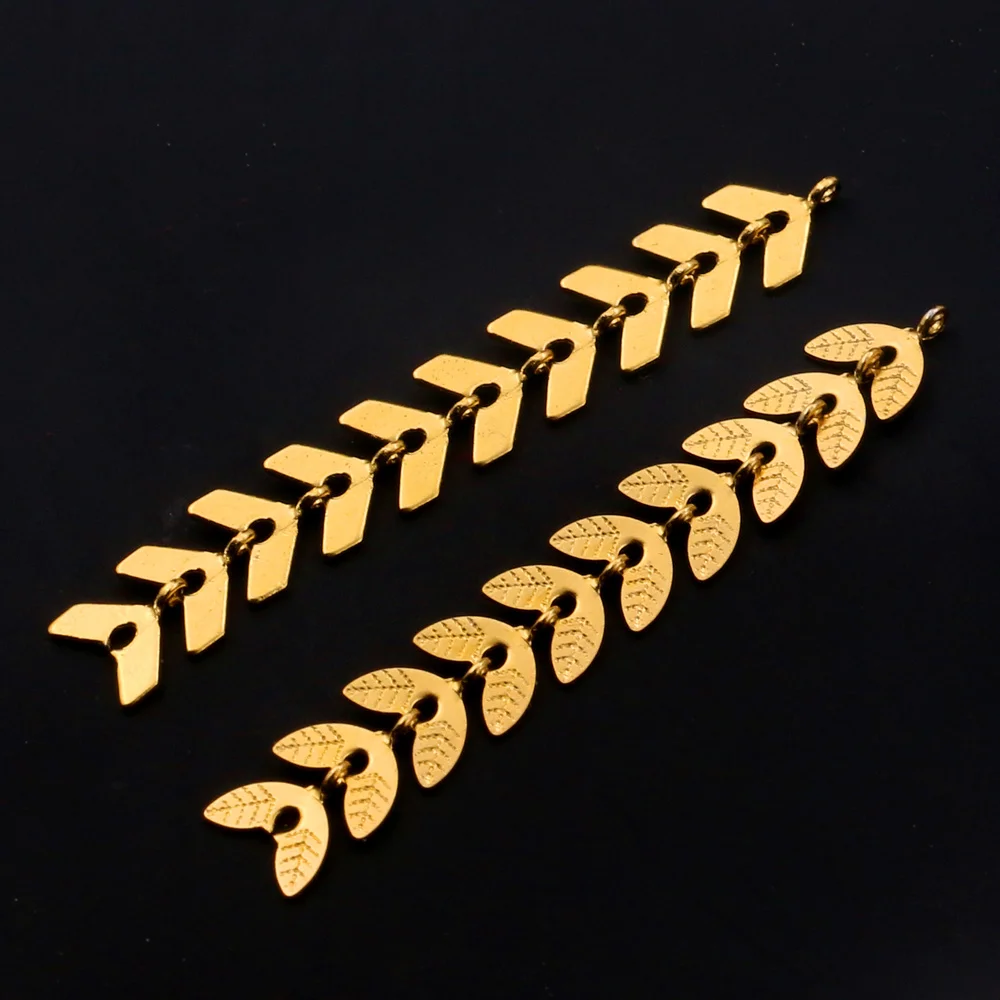 10pcsGoldStainlessSteeEarringsLeafCharmsDIYHandmadeDangle