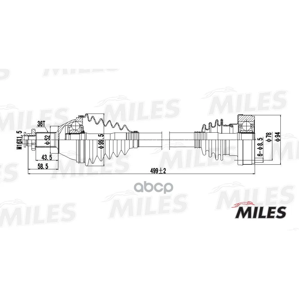 Привод В Сборе Vw Polo Iv/Fox/Skoda Fabia 1.2-1.9sdi 99- Лев. Miles Gc01124 Miles арт. GC01124