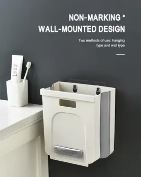 

8L Super Strong Glue Kitchen Storage Waterproof Foldable Trash Can Without Perforation And Drawer Wall-mounted Trash Can