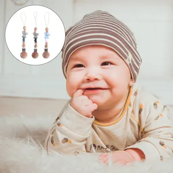 

3pcs Silicone Bear Decor Durable Pacifier Chain Teeth Soother Teeth Chain Clip Pacifier Strap Clip for Infant Newborn Baby