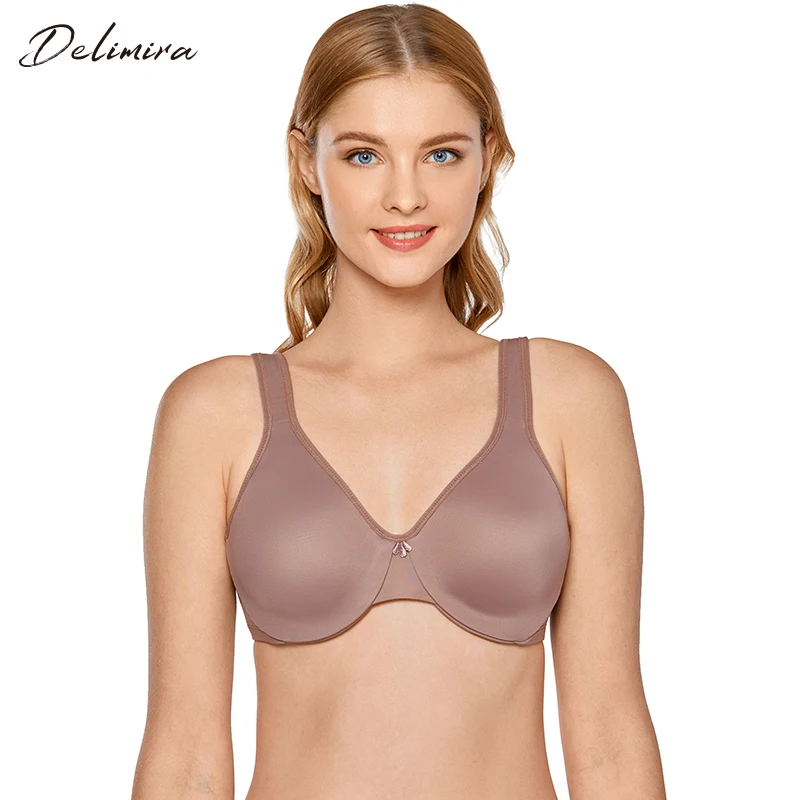 DELIMIRA Womens Smooth Full Figure Large Busts Underwire Seamless Minimizer Bras