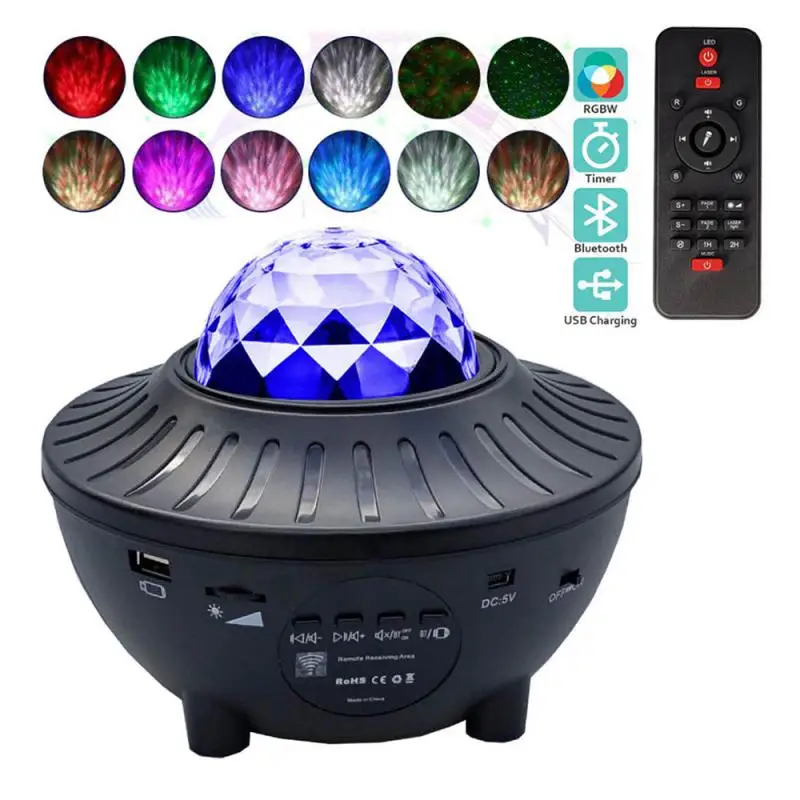 

USB Starry Watermark Bluetooth Music Projector Lamp 3 Levels Brightness Stage Proyectores Projection Lamp With Remote Control
