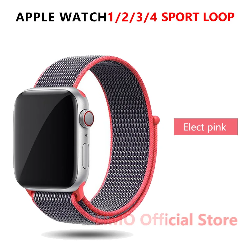 Ремешок apple watch 44mm 42mm 44mm 38mm 40mm нейлоновая спортивная петля iwatch series 5 4 3 2 1 ремешок для часов браслет apple watch band - Цвет ремешка: Elect pink