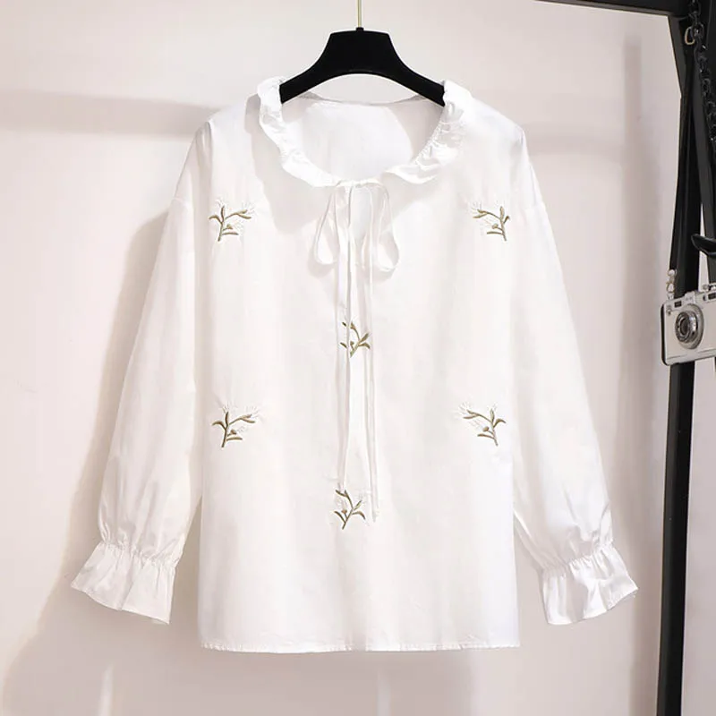 Демисезонные женские рубашки размера плюс, обхват груди 155 см, 5XL, 6XL, 7XL, 8XL, 9XL, женские рубашки с длинным рукавом, абрикосовые, белые цвета - Цвет: Белый